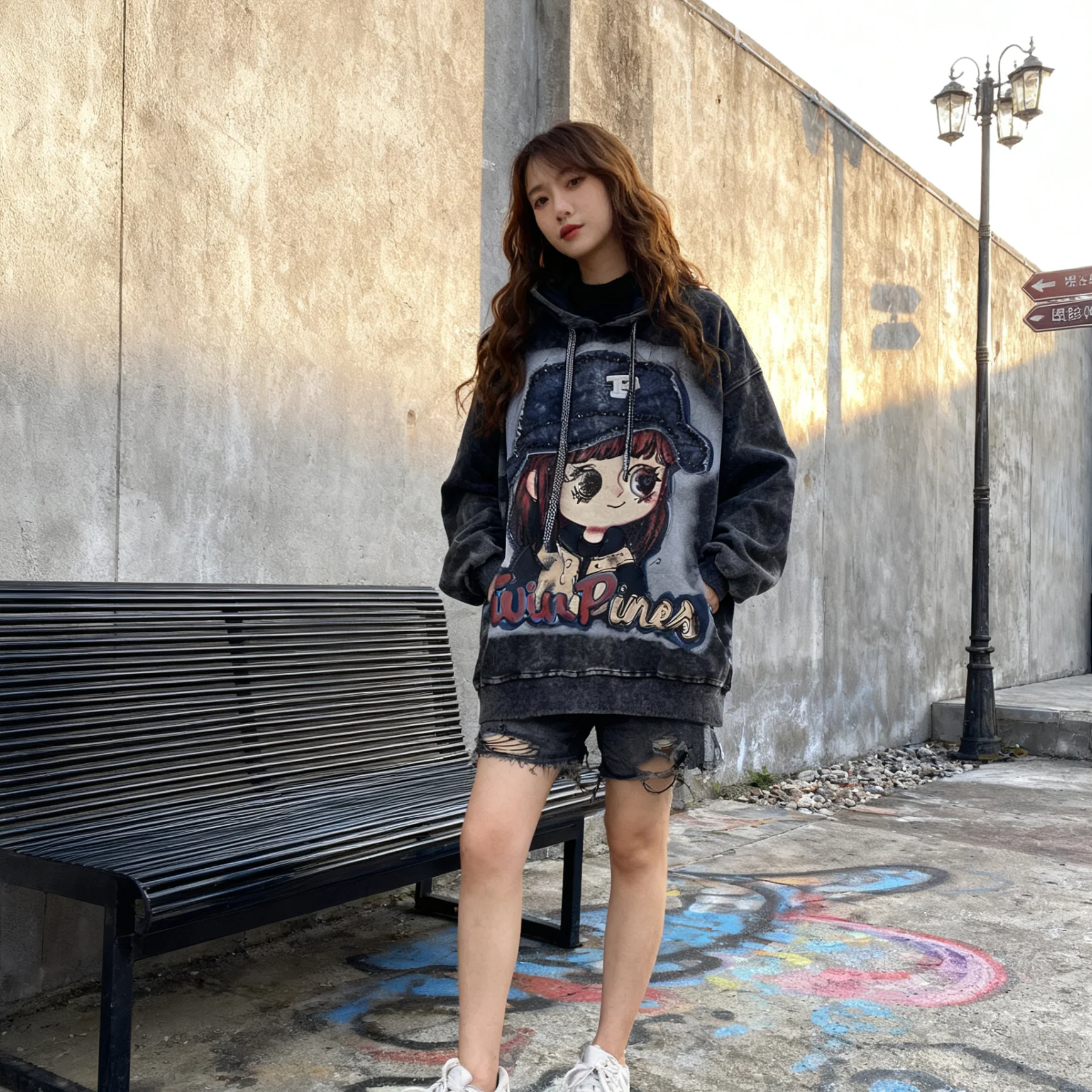 

Женская толстовка оверсайз, модный универсальный пуловер с капюшоном и блестками, топ, новые осенние женские толстовки средней длины с длинными рукавами