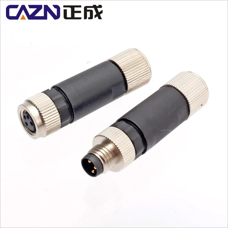 M8 Plastic A B D Coding Plug Waterproof IP67 Angled Female 3 4 5 6 8 Pins Screw Solder Type Field Attachable Connectors