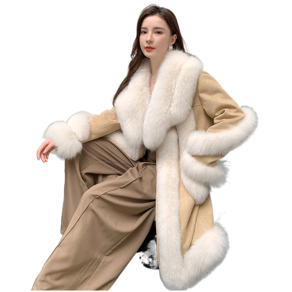 

2023 Winter New Fox Fur Fur Coat Women's High-Grade Suede Coat Slimming