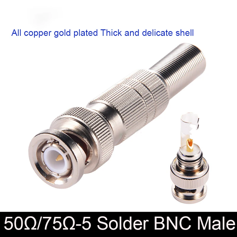 Gold Plated BNC Male Female Adapter WiFi Surveillance Video Camera Connector Oscilloscope 50/75 Ohm Q9 Male Plug Support 3G-SDI