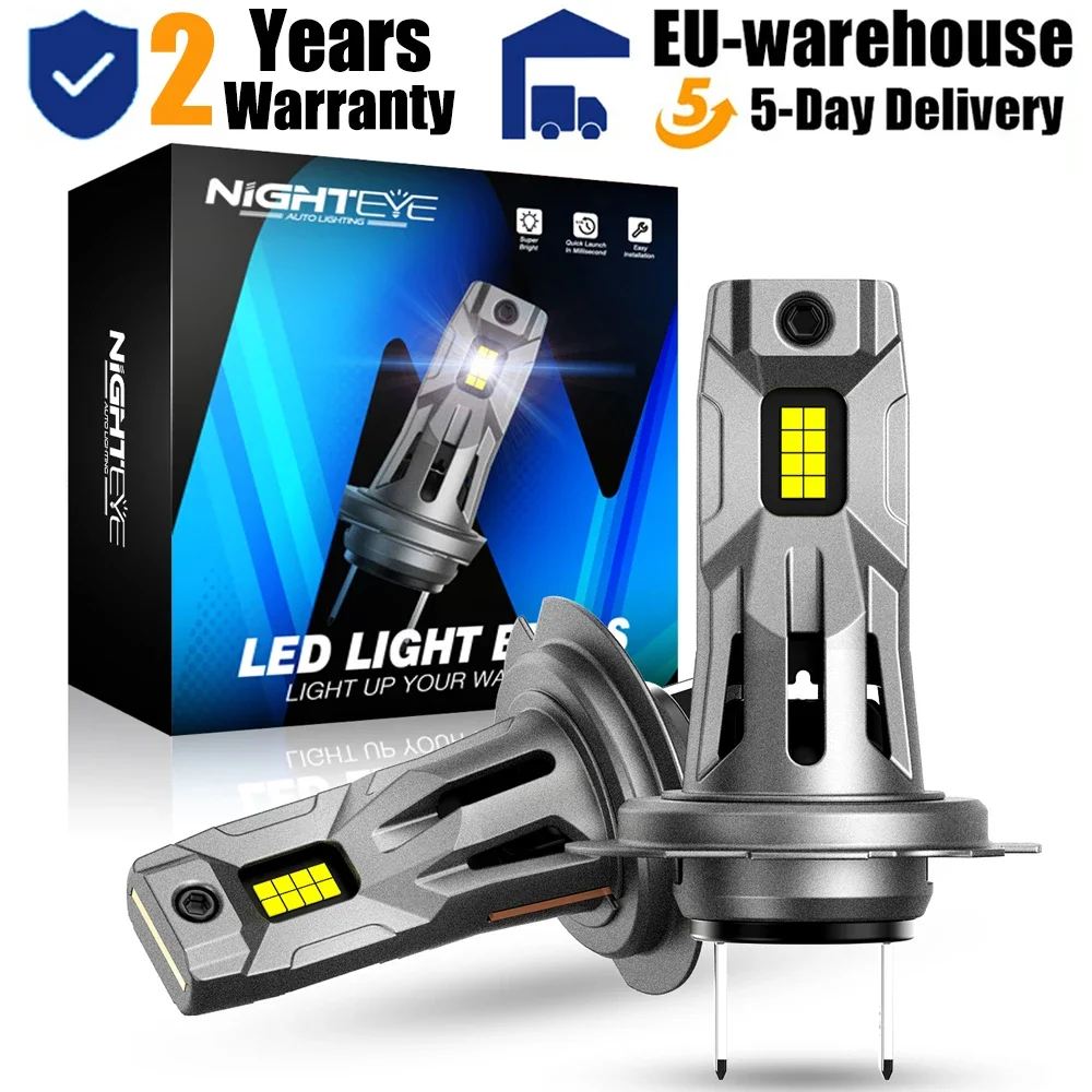 NIGHTEYE H7 LED 20000LM Canbus Koplampen Mini Gloeilampen 60W 6500K Wit Plug en Play Autolichten met ventilator Universele Autolamp
