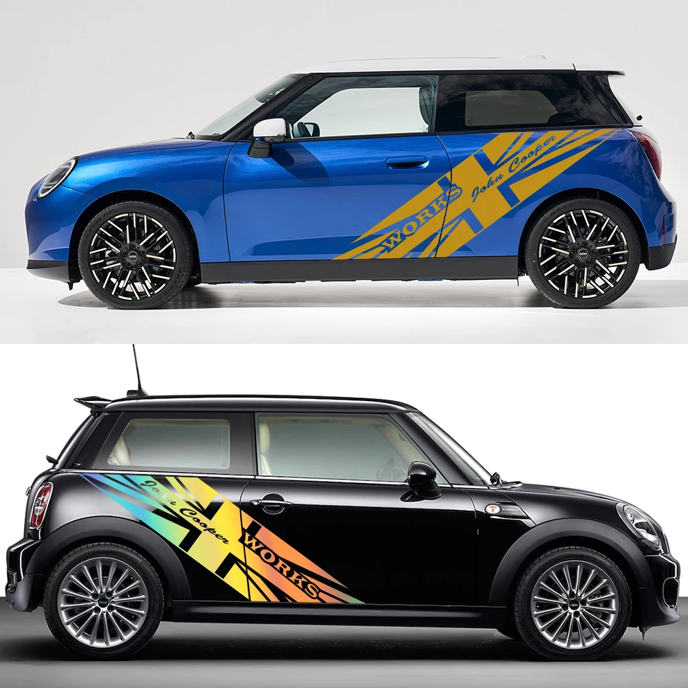 ملصقات جانبية لباب السيارة مقاومة للماء ، ديكور فيلم فينيل ، إكسسوارات السيارة الخارجية ، ميني كوبر JCW ، R56 ، R50 ، F56 ، R53 ، R55 ، R60