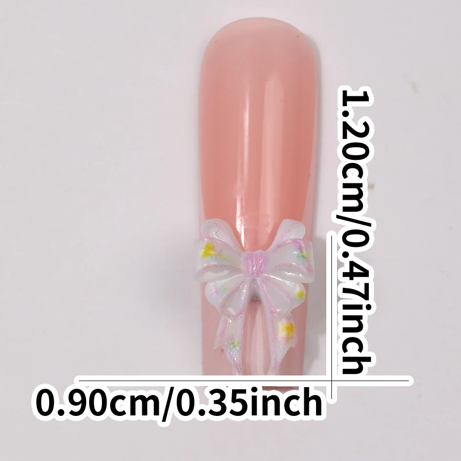 SANANIE 20PCS Exquisite 3D Resin Multicolor Bow Ribbon Manicure Nail DIY Decoration Trendy Kawaii Bowknot Shape Nails Art Charms