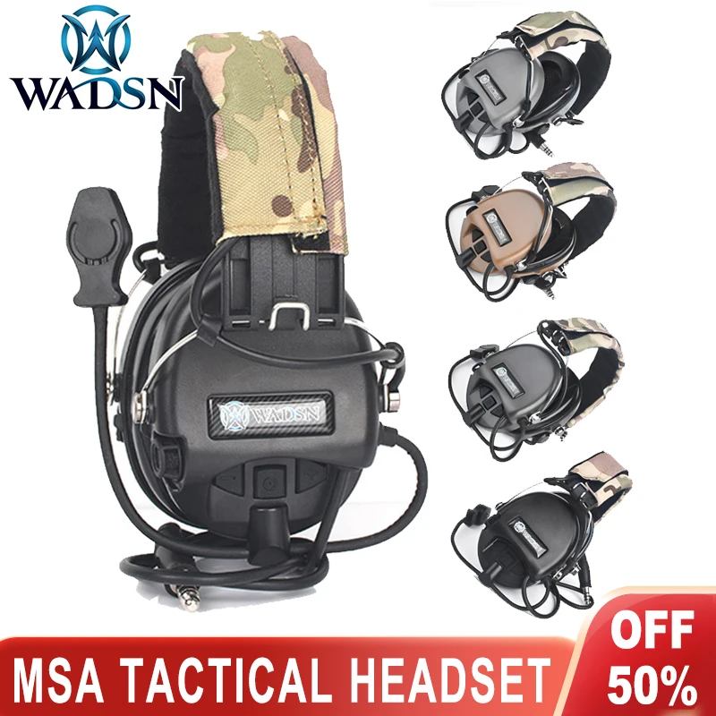 WADSN MSA Tactical Headphones Sordin Outdoor Hunting Communication Headset 7.0 NATO Plug NO Noise Canceling CS Game Earphnoe