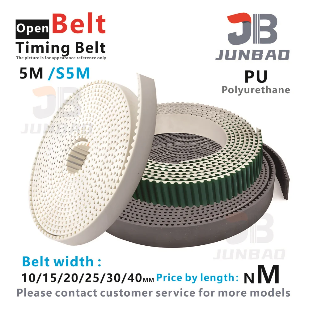 Custom Green High Quality HTD 5M S5M PU Open Timing Belt Width: 10 15 20 25 30 40MM Black Polyurethane Transmission Belt White