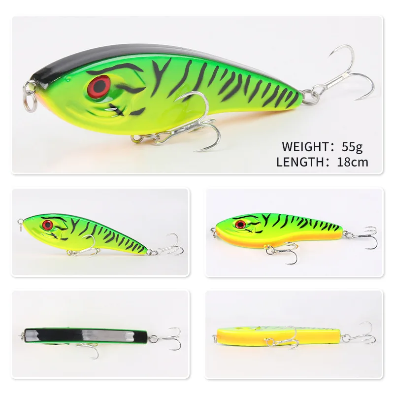 1Pcs JerkBait Pike Bass Fishing Lure Tackle Big VIB 180mm 55g Slow Sinking Artificial Hard Bait Rattle Accessories Bass