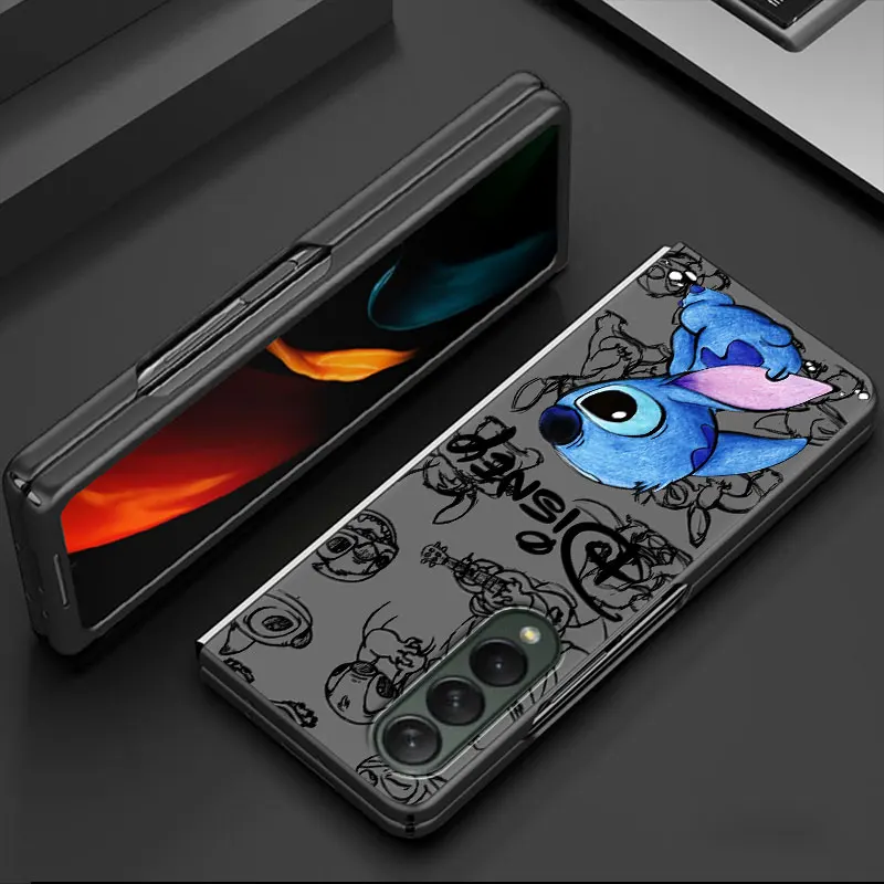 Disney Stitch The Baby Black for Samsung Galaxy Z Fold4 5G Z Fold5 5G ZFold4 Z Fold3 Shockproof Protection Shell Cases