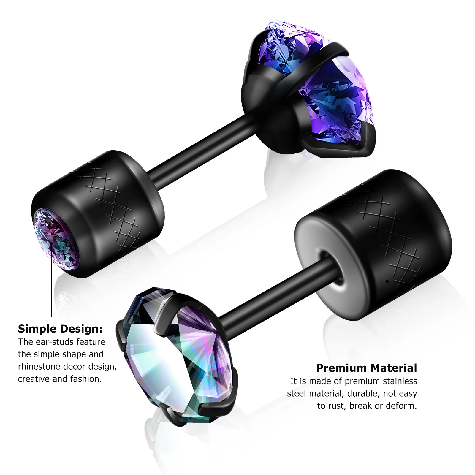 

Stainless Steel Ear Studs Rhinestone Earrings For Women Men Stylish Jewelry Cool Design Party Gift Decor Accessory