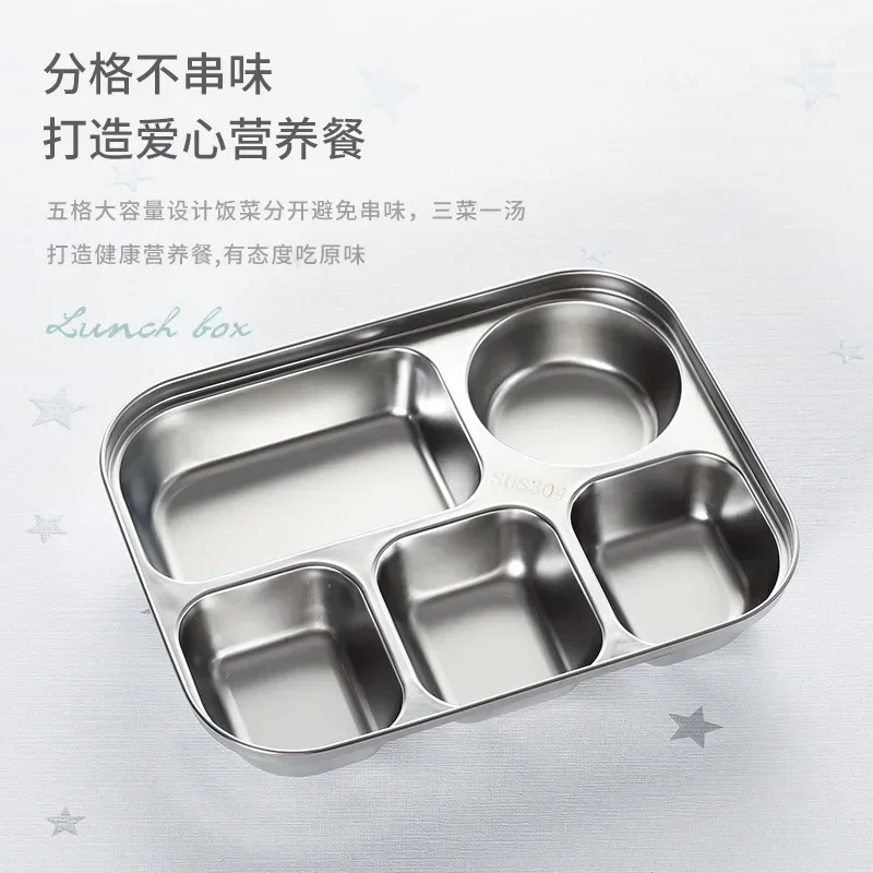 Practical 304 Stainless Steel Lunch Box Office Worker Portable Compartment Lunch Box Student Dormitory Packing Lunch Box Suit