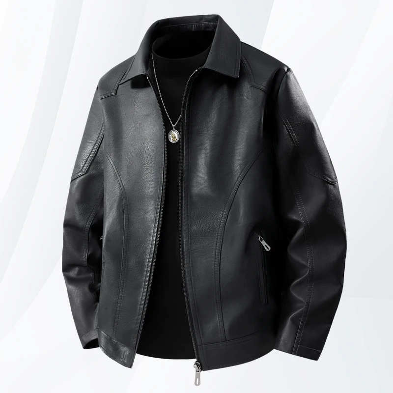 Весенне-осенняя мягкая кожаная куртка, мужской топ, красивый повседневный воротник, модный, теплый, универсальный, индивидуальный, модный, элитный