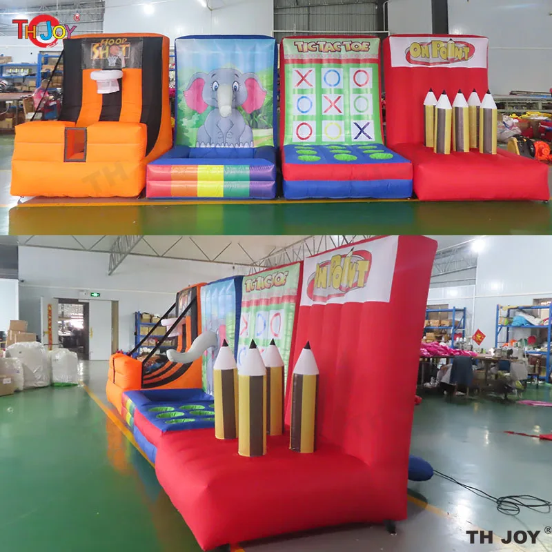 Jeu de carnaval gonflable de location commerciale, jeux de sport gonflables, 4 en 1