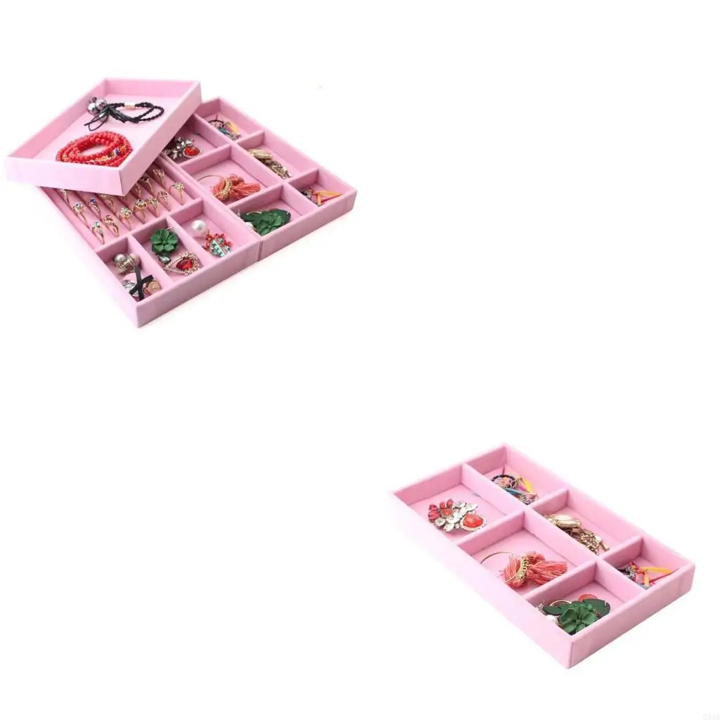 

Бархатный розовый лоток для хранения ювелирных изделий, органайзер для колец и серег, высокое качество, красивый лоток для 3
