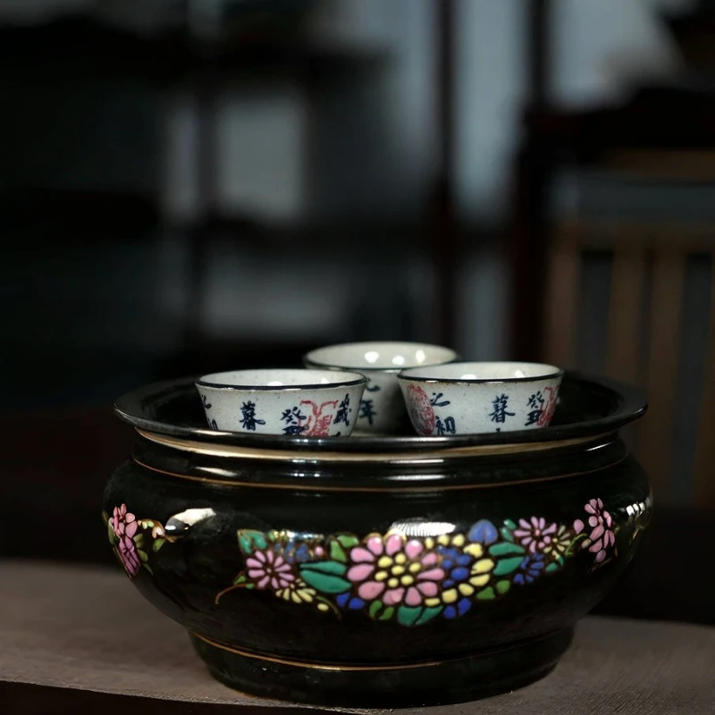 1 قطعة 30 مللي فنجان شاي الخط الصيني المرسوم يدويًا-طقم شاي جونغفو الحجري ، كوب شعر ، وعاء شاي على الطراز التقليدي