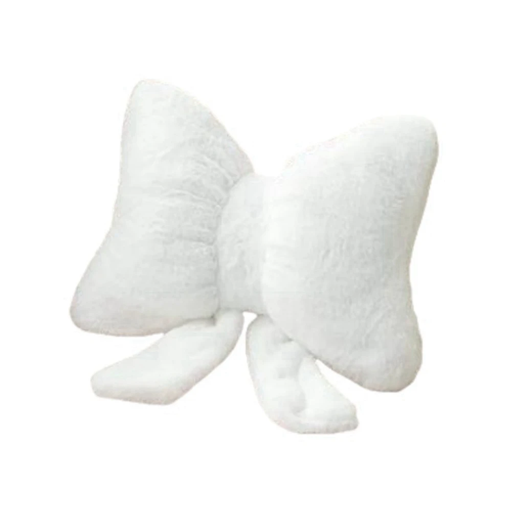 Bow Pillow Bow Shaped Throw Pillow,Soft Bowknot Lumbar Pillow,Home Decorative Throw Pillows Car Backrest Cushion White