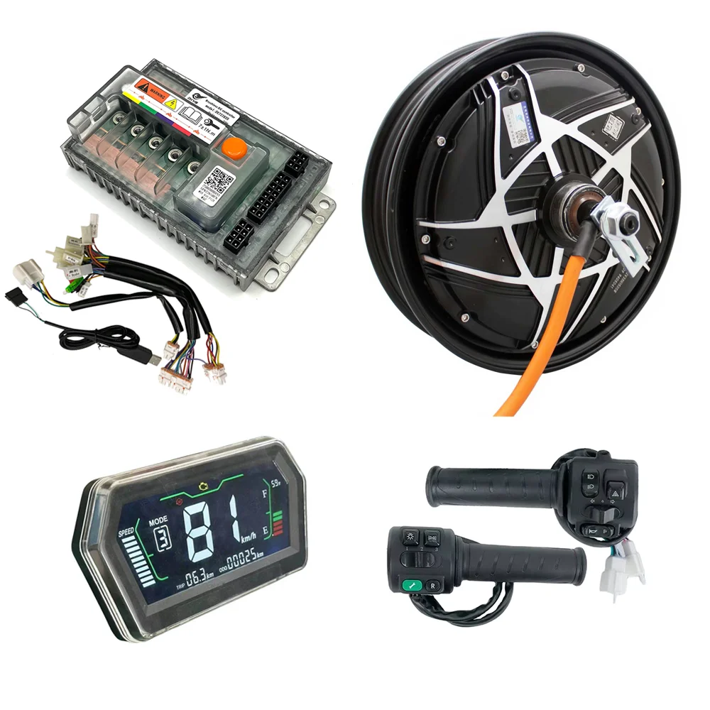 DKMOTOR 10 Inch 3000W Brushless Permanent Magnet Waterproof IP55 Motor DK72360 Controller LCD Speedometer Set Can Reach 120km/h