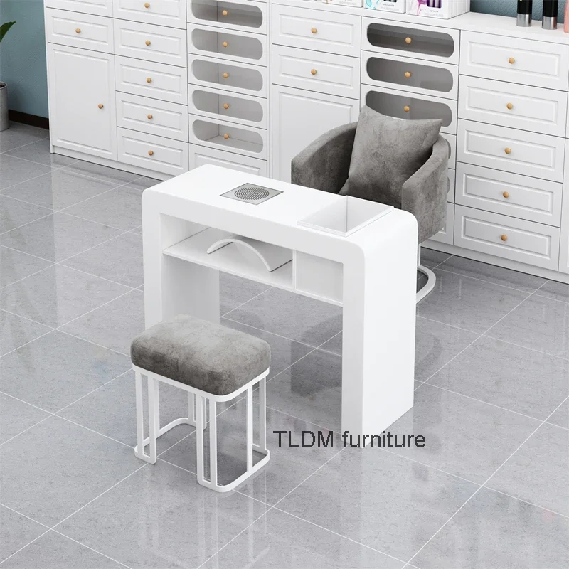 Simple Modern Nail Table Speciality White Vacuum Design Nail Table Nordic Japanese Mesa Manicura Profesional Furniture HD50ZJ