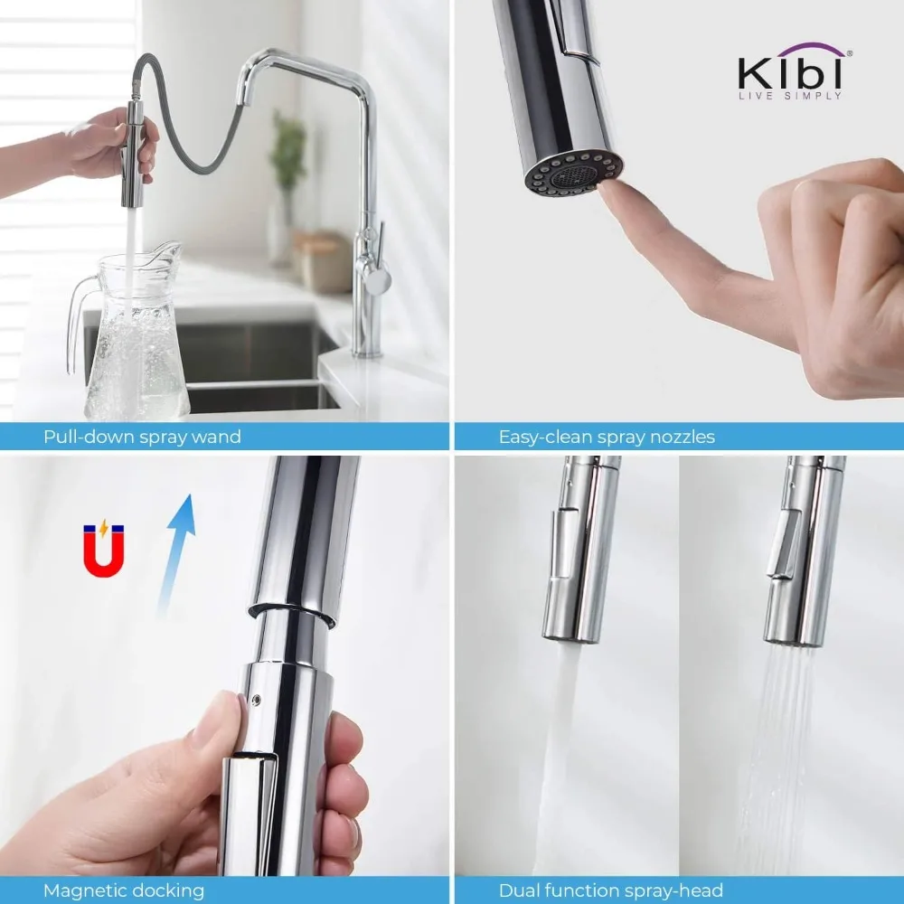 Keran Dapur High-Arc Pull-Down dengan Spout Putar 360 Derajat dan Konstruksi Kuningan Solid - Desain Tuas Tunggal untuk Kemudahan yang Lebih Baik