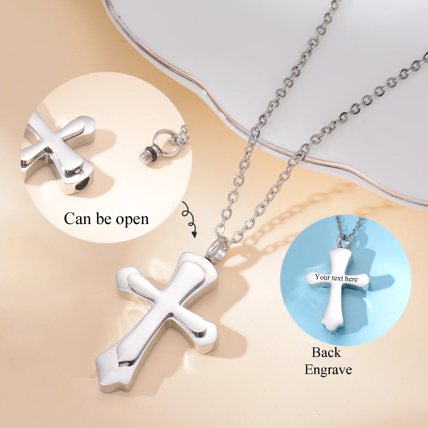 Новое ожерелье-урна с крестом из нержавеющей стали для праха, мемориальный кулон для кремации для женщин и мужчин, семейные христианские украшения на память