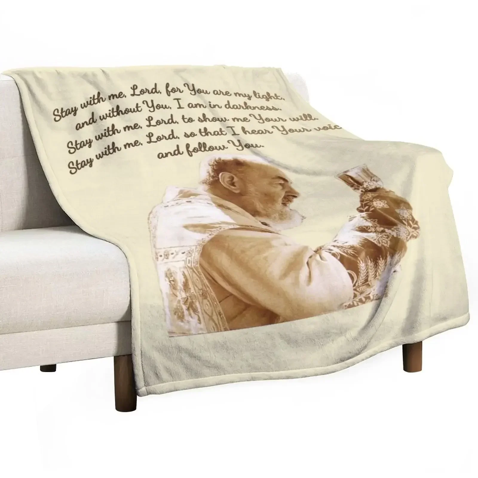 

Padre Pio of Pietrelcina; Stay with me, Lord, Throw Blanket Thins Custom Bed Fashionable Blankets