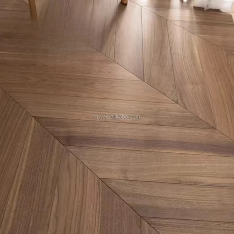 نسخة مخصصة من أرضية الجوز 15 مم لون طبيعي متعرج مصقول حديث #1