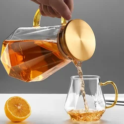 47oz Glass Water Bottle Keeps Cold Home Llarge-Capacity Creative Gradient Diamond Bubble Tea Mugs Cool Water Jug and Cups Set