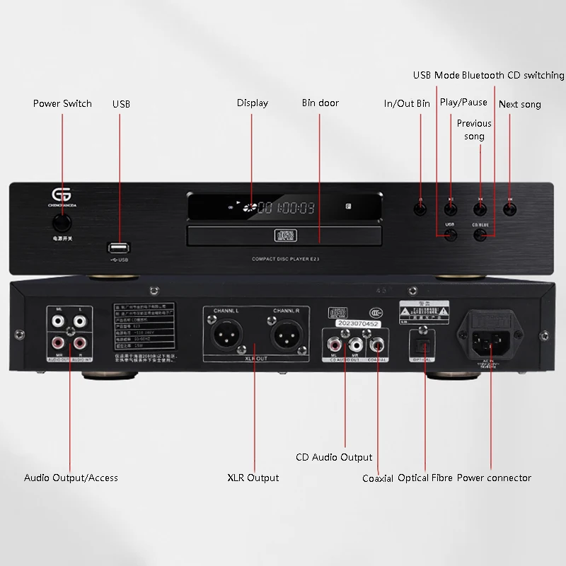 Imagem -02 - Leitor de cd de Grau Profissional Bluetooth 5.0 Saída Balanceada Xlr hi fi Home Audio Player Suporte Dts Reprodução Hdcd Leitura Usb