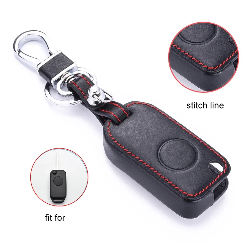 Genuine Leather remote car keys case fob cover for Mercedes Benz W168 W124 W202 W210 W211 W203 protective keyring