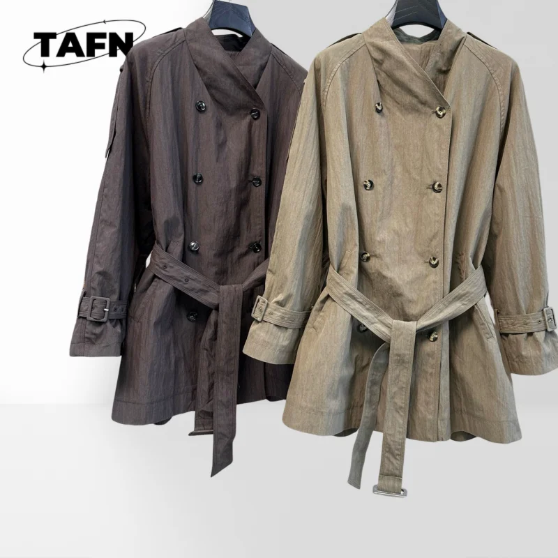 

Простой осенний плащ с воротником с лацканами, женский свободный осенний плащ, офисная одежда, профессиональный Тренч AI1541