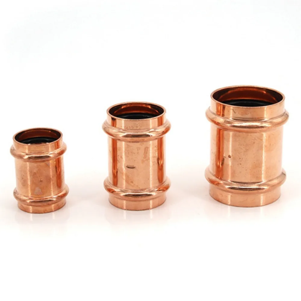 ID 15-54mm Purple Copper Double Clamp Pressure Pipe Fittings Direct V-shaped Clamp Pressure Straight Through Water Pipe Joint