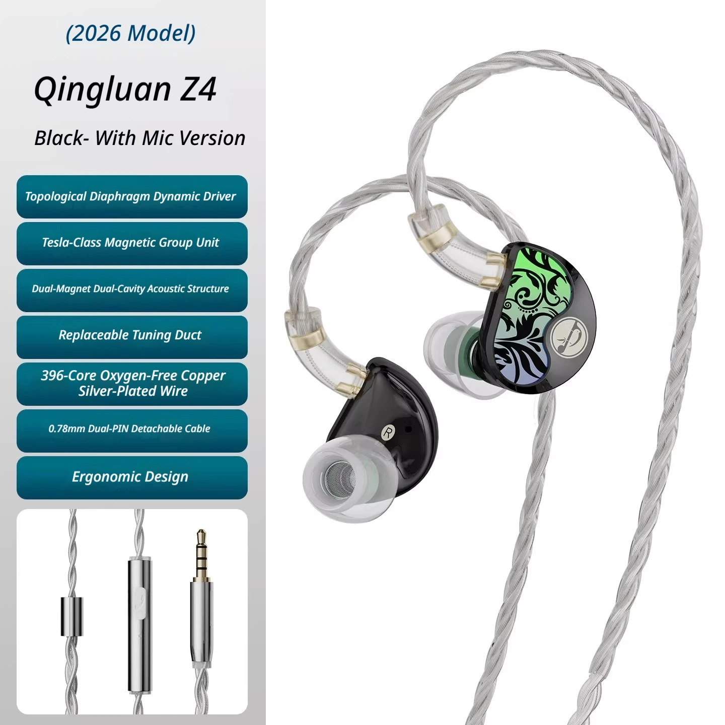 Zhulinniao Qingluan Z4 Oortelefoons Dual-Chamber HiFi Bedrade in-ear gamer-oortelefoons Ergonomie Esthetisch ontwerp Gaming-accessoires