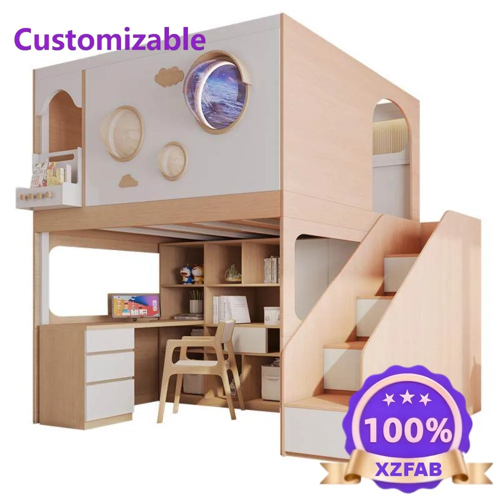 Factory Direct 2026 Space Capsule Bunk Bed with Desk and Wardrobe Separated High Sleeper Twin Bed Frame Space Saving Furniture f