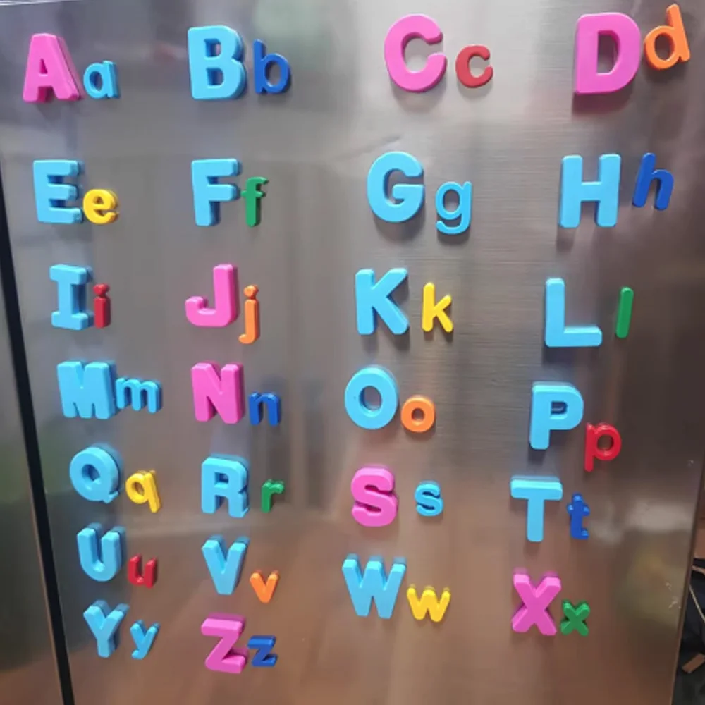 أرقام الحروف المغناطيسية الأبجدية ABC 123 مغناطيس الثلاجة البلاستيك التعليمية مرحلة ما قبل المدرسة ألعاب تعلم مجموعة كبيرة الحجم Lowercase الرياضيات
