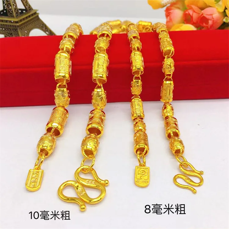 Luxury 24K 9999 Pure Gold real gold Men's Tianzhijiaozi Necklace Hollow Men's Generous Necklace