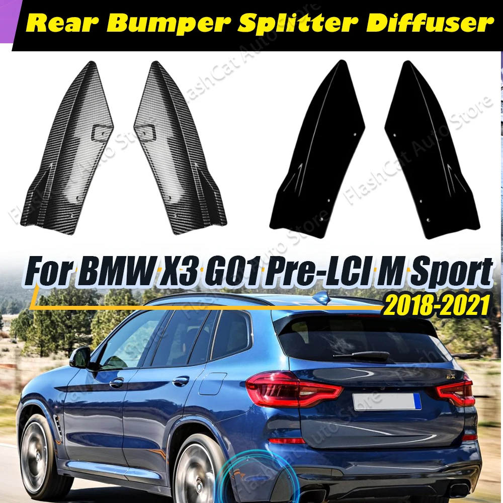 Rear Bumper Spoiler Corner Protector Canards Diffuser Splitter For BMW X3 G01 M Sport Pre-Facelift 2018-2021 Exterior Tuning