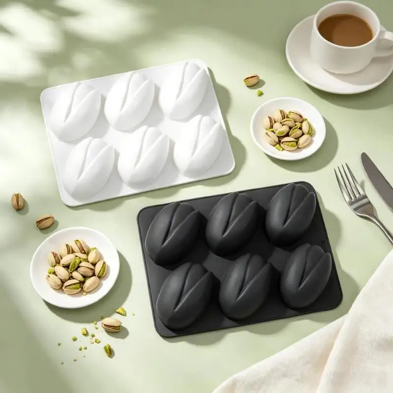1Pcs 6/12-Cavity Pistachio Shell Silicone Mold For Chocolate Dessert Pudding Baking Simulated Candle Mold Pistachio Cake Mold