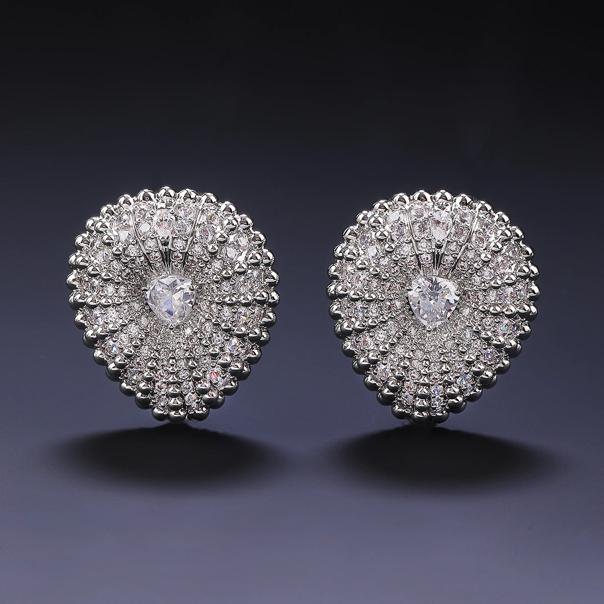 

Fashion Cubic Zircon Love Heart Stud Earring Bridal ,Women, Girl Prom Jewelry 925 Silver Pin CE12351