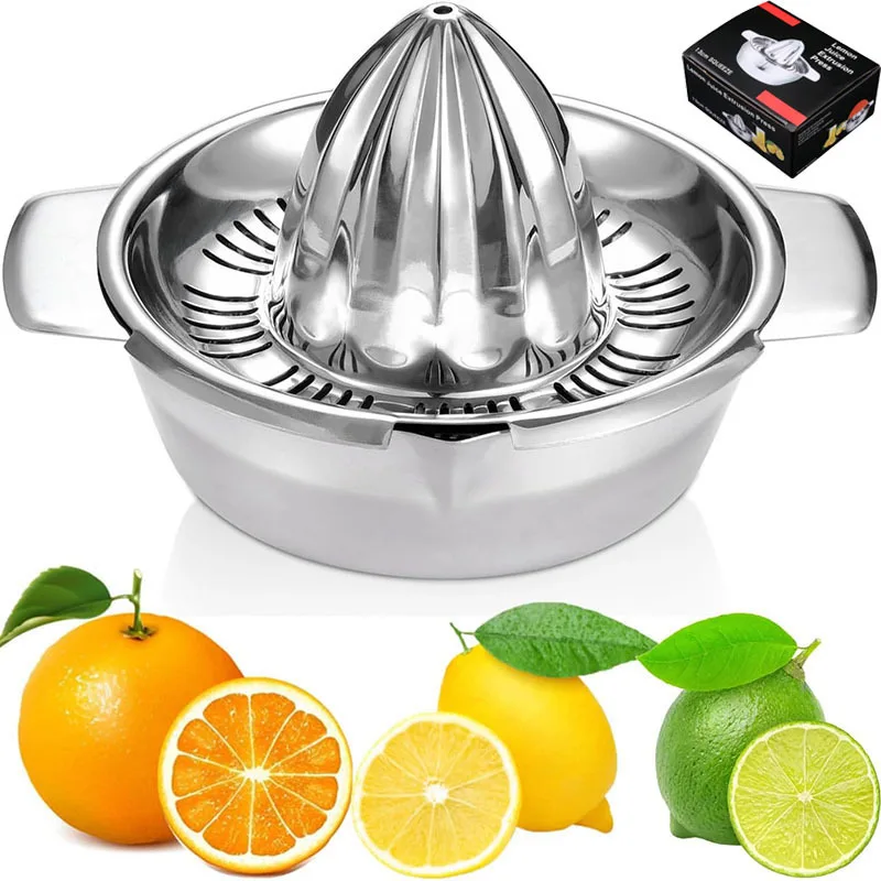 Citrus Lemon Orange Grapefruit Juicer Manual Squeezer 304 Stainless Steel Robust Hand Juicer Reamer Rotation Press with Strainer