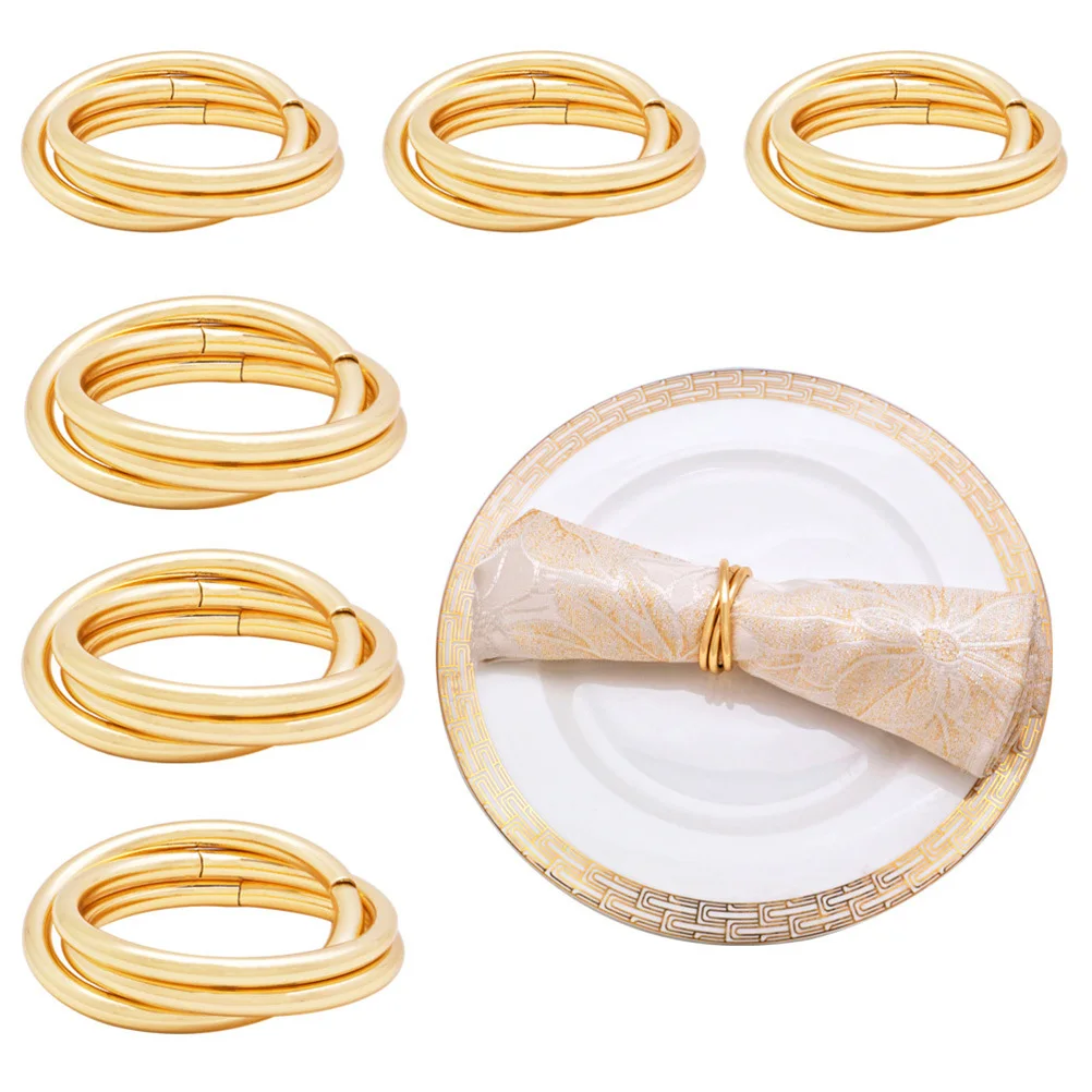 

6Pcs Napkin Holders Gold Finish Luxury Table Decor for Dining Room Restaurant Bar Napkin Ring Holders Wedding Party Accessories