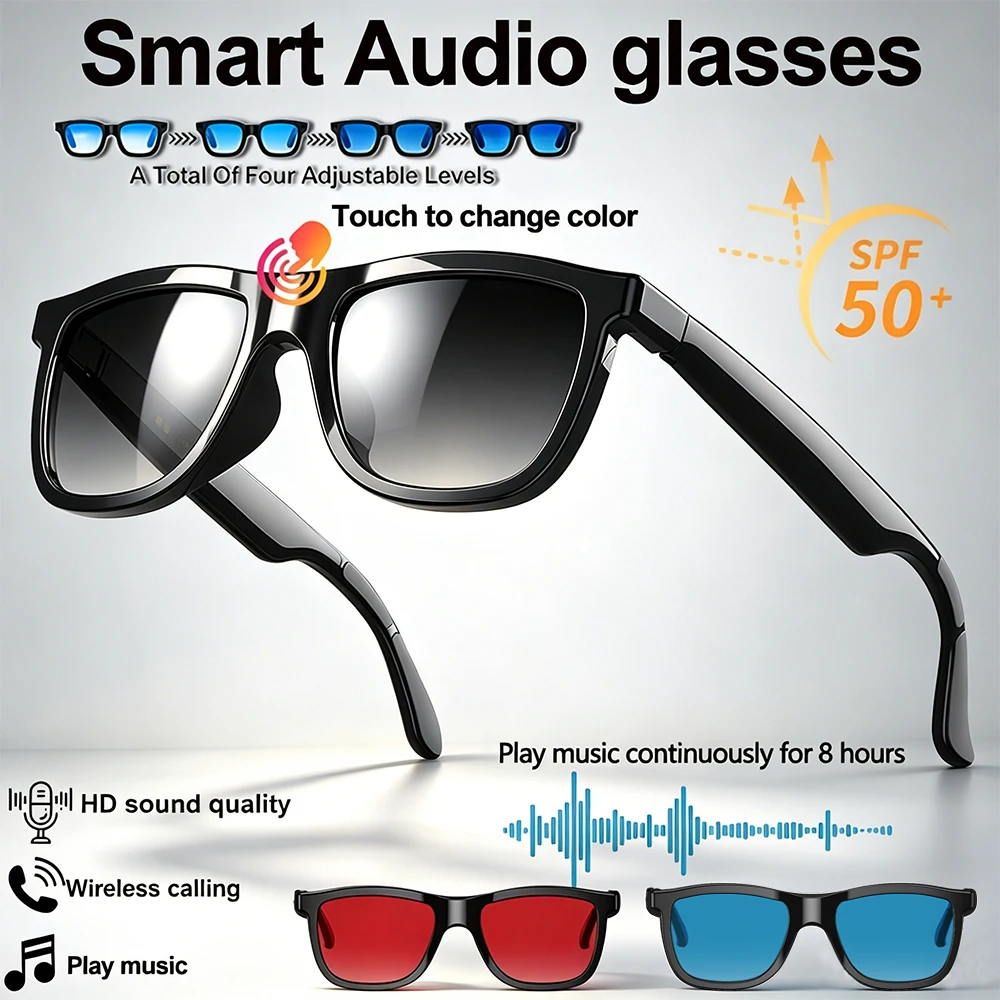 New Upgrade Smart Audio Glasses Wireless BT Call Open Ear Sunglasses Lightweight AI Translation Magnetic Charge Smartglasses