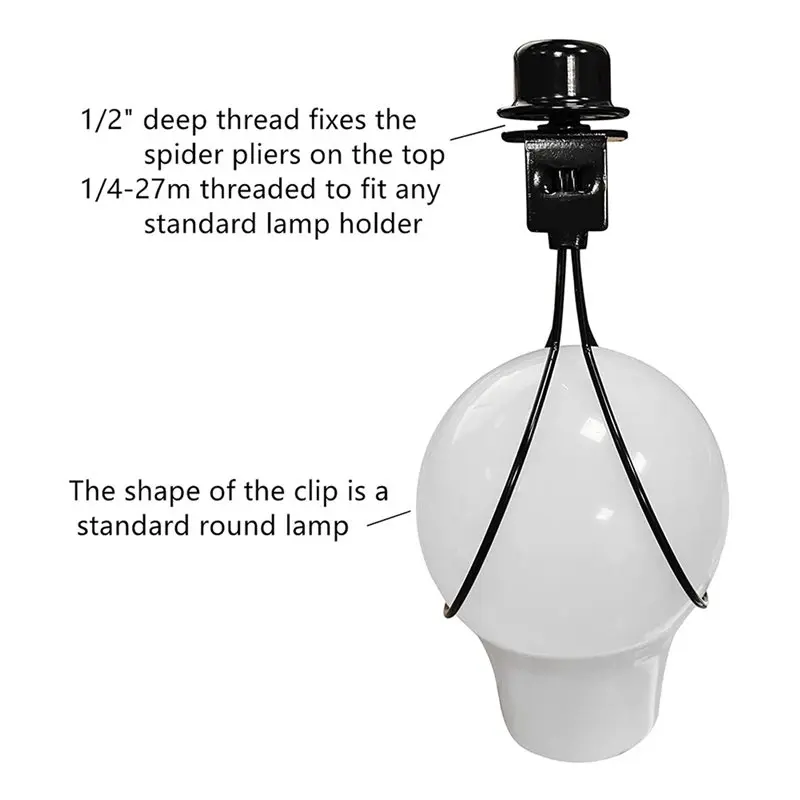 DT17 4 Pack Lamp Shade Harp Holder Adapter, Includes Finial and Lampshade Levellers, Metal, for Standard Bulb, Keep Lampshade