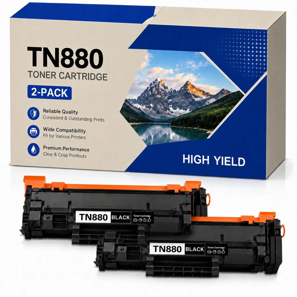 TN880 Black Toner Cartridge 2Pack High Yield for Brother HL-L6200DW MFC-L6700DW
