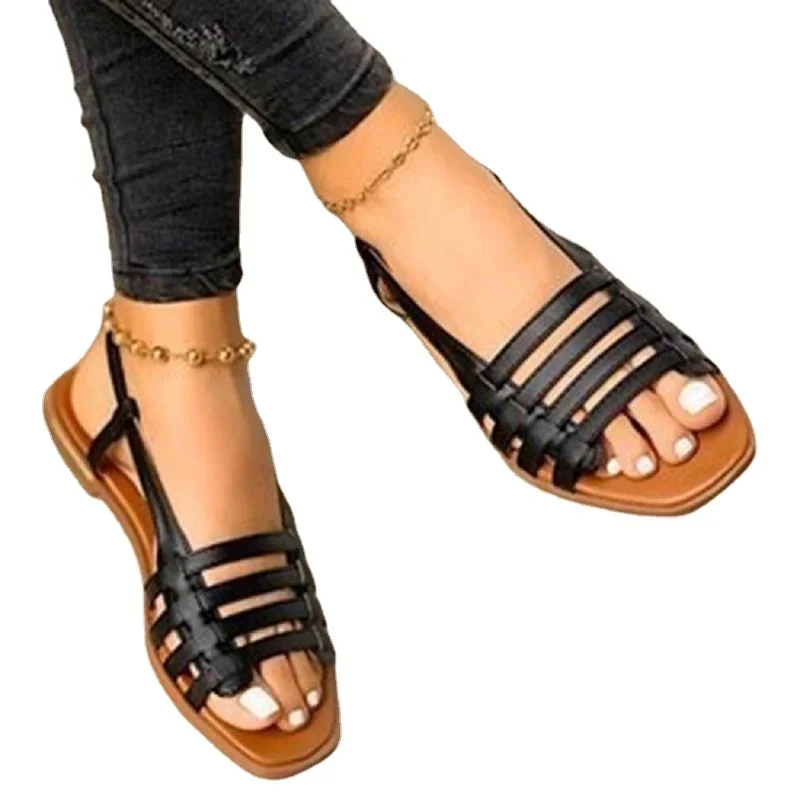 Sandalias de mujer a la venta, sandalias de gladiador de verano 2023, Zapatos informales poco profundos sin cordones, Zapatos de mujer romanos, calzado femenino para exteriores, Zapatos