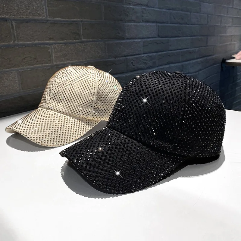 Full Body Rhinestone Baseball Caps for Men Women Cotton Diamonds Snapback Hip Hop Cap Outdoor Visor Sun Hats Casquette