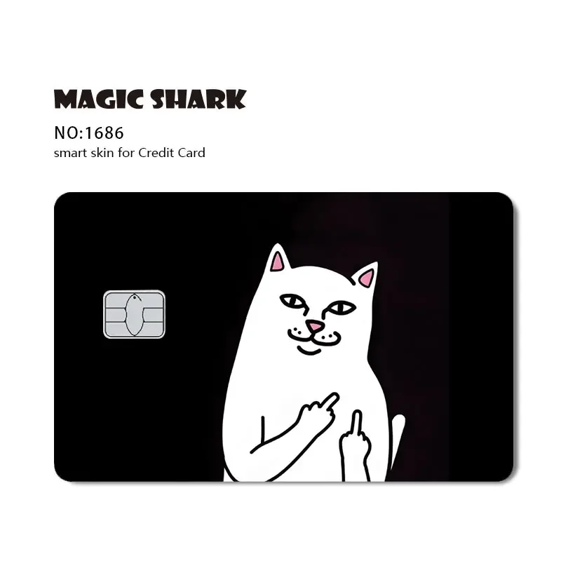 Magic Shark Anime desplegable o guardar una carcasa divertida en apagado, película adhesiva ultrafina que no se decolora para tarjeta de crédito de