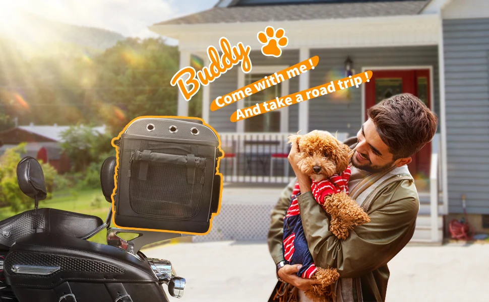 Motorrad-Haustiertaschen Hunde- und Katzen-Transporttasche für Street Glide Road King mit Beifahrersitz oder Gepäckträger Touring Trike Modelle – Detail 4