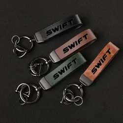 Luxury Genuine Leather Keychain Car Key Ring Holder Jewelry Custom Gift For suzuki SWIFT Car Accessories