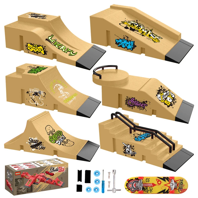 Juguetes deportivos para dedos para niños, juego de skate para dedos, accesorios de escena para parque con rampa de escalones, set de mini skate para dedos, regalo, juguetes para adultos