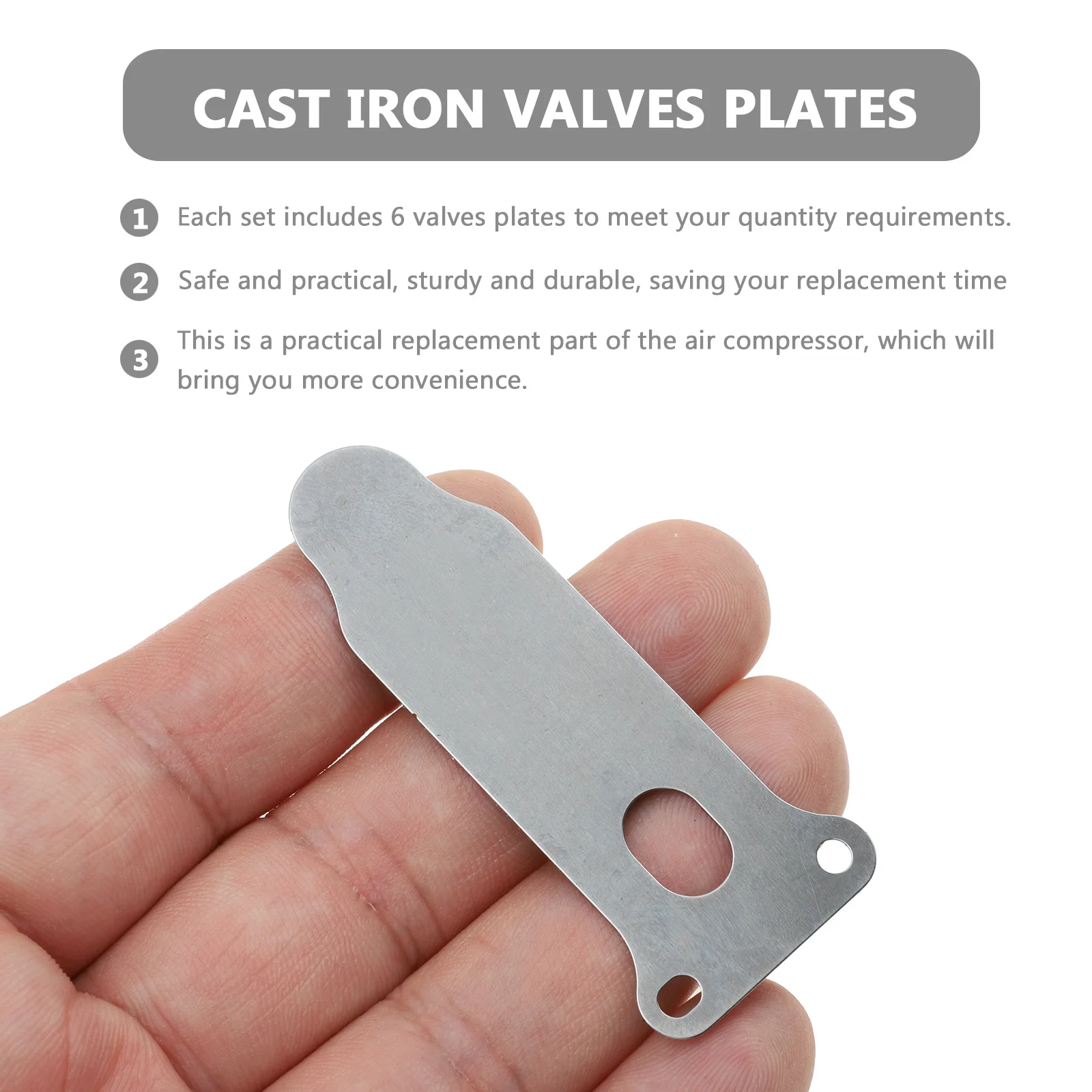 6 قطعة على شكل حرف U لوحات على شكل اللسان قوي دائم العملي مضخة الهواء اكسسوارات صمامات الحديد الزهر لوحات مضخة هواء صمام لوحة #2