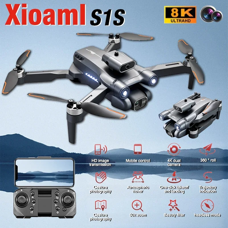 

S1S Mini Drone For Xiaomi 8K Professional Brushless Motor Dron Obstacle Avoidance HD Dual Camera Wifi 5G Foldable Quadcopter