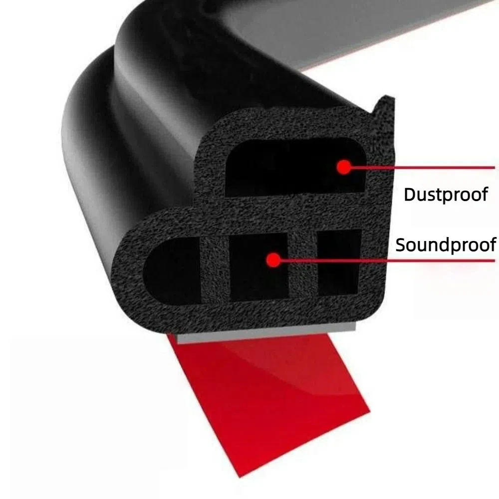 5m Double Layer Car Door Seal Strip Dustproof Rubber Soundproof Weather Strips with Adhesive Backing Heat Insulation